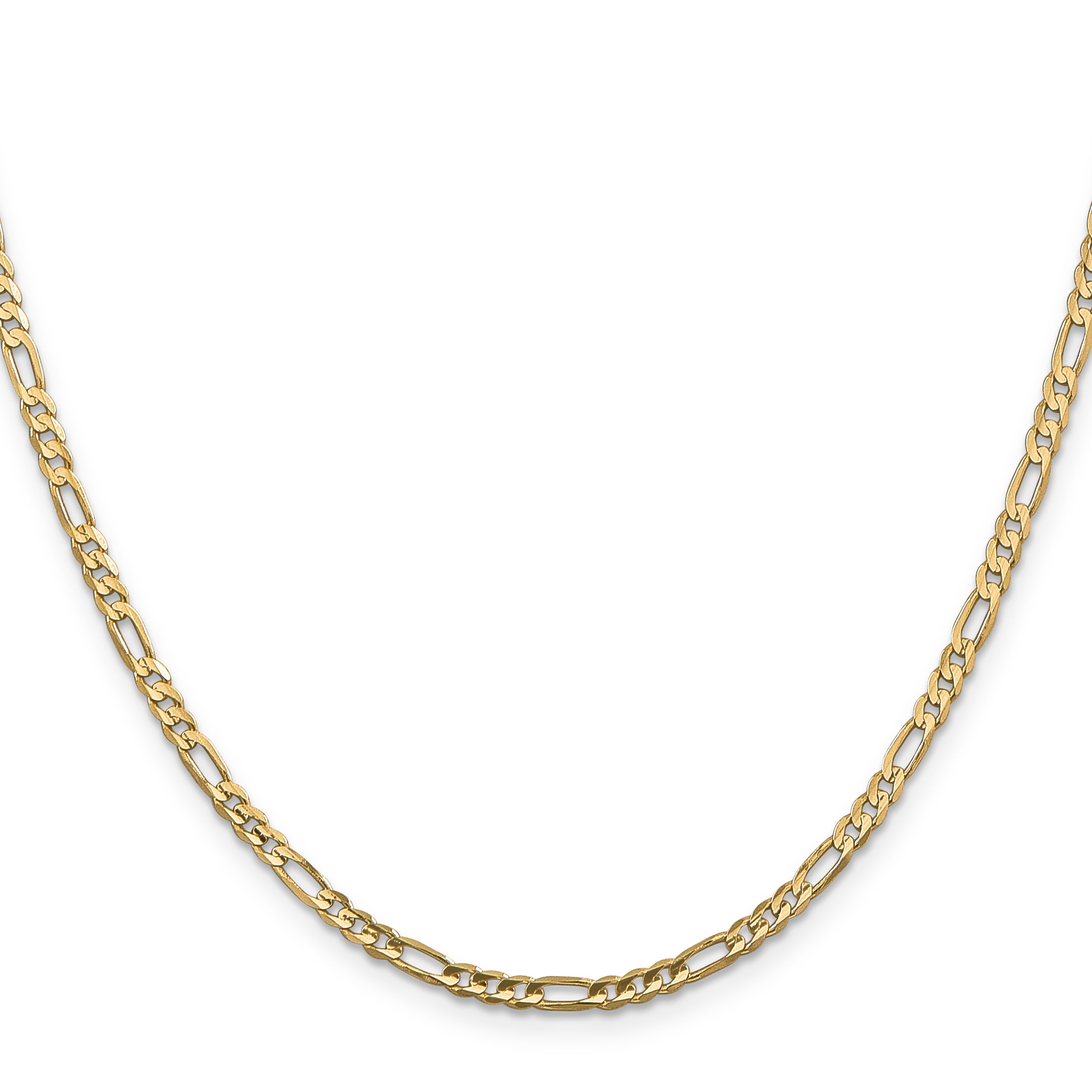 10K Yellow Gold 3mm Concave Figaro Chain