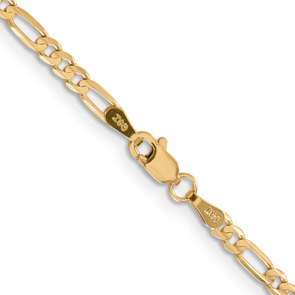 10K Yellow Gold 3mm Concave Figaro Chain