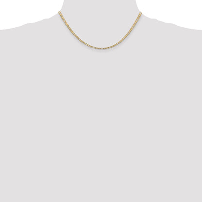 10K Yellow Gold 3mm Concave Figaro Chain