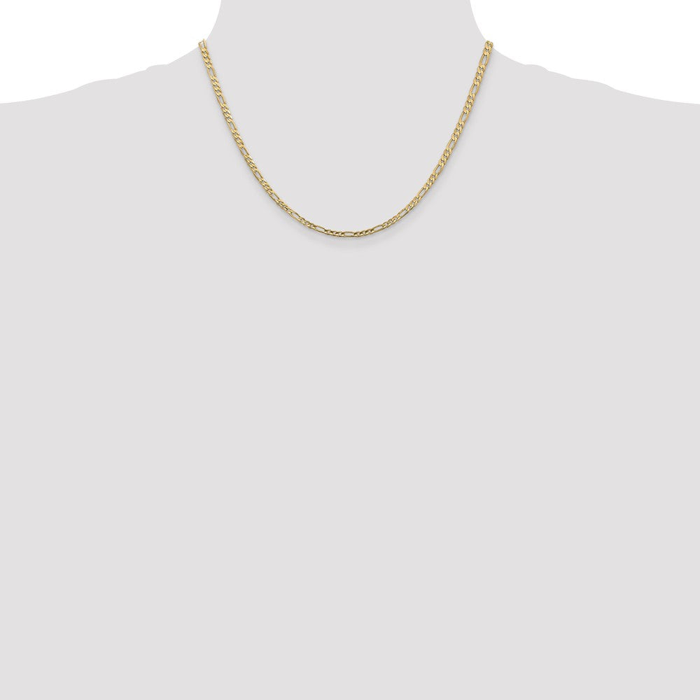 10K Yellow Gold 3mm Concave Figaro Chain Necklace