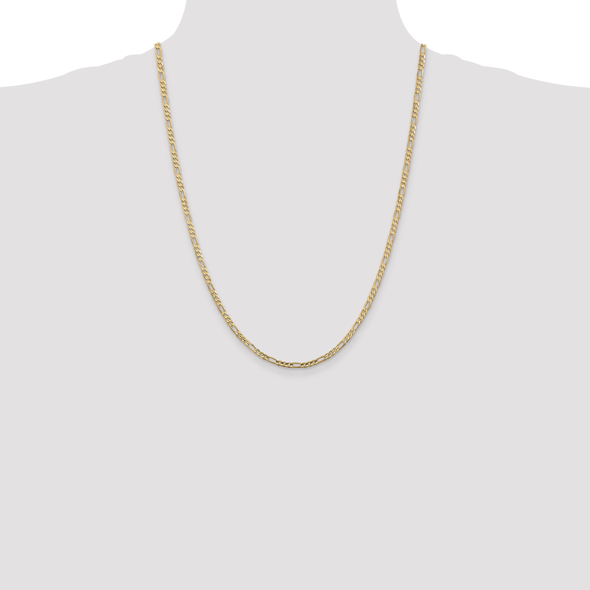 10K Yellow Gold 3mm Concave Figaro Chain