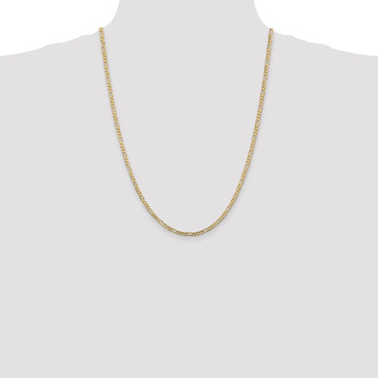 10K Yellow Gold 3mm Concave Figaro Chain