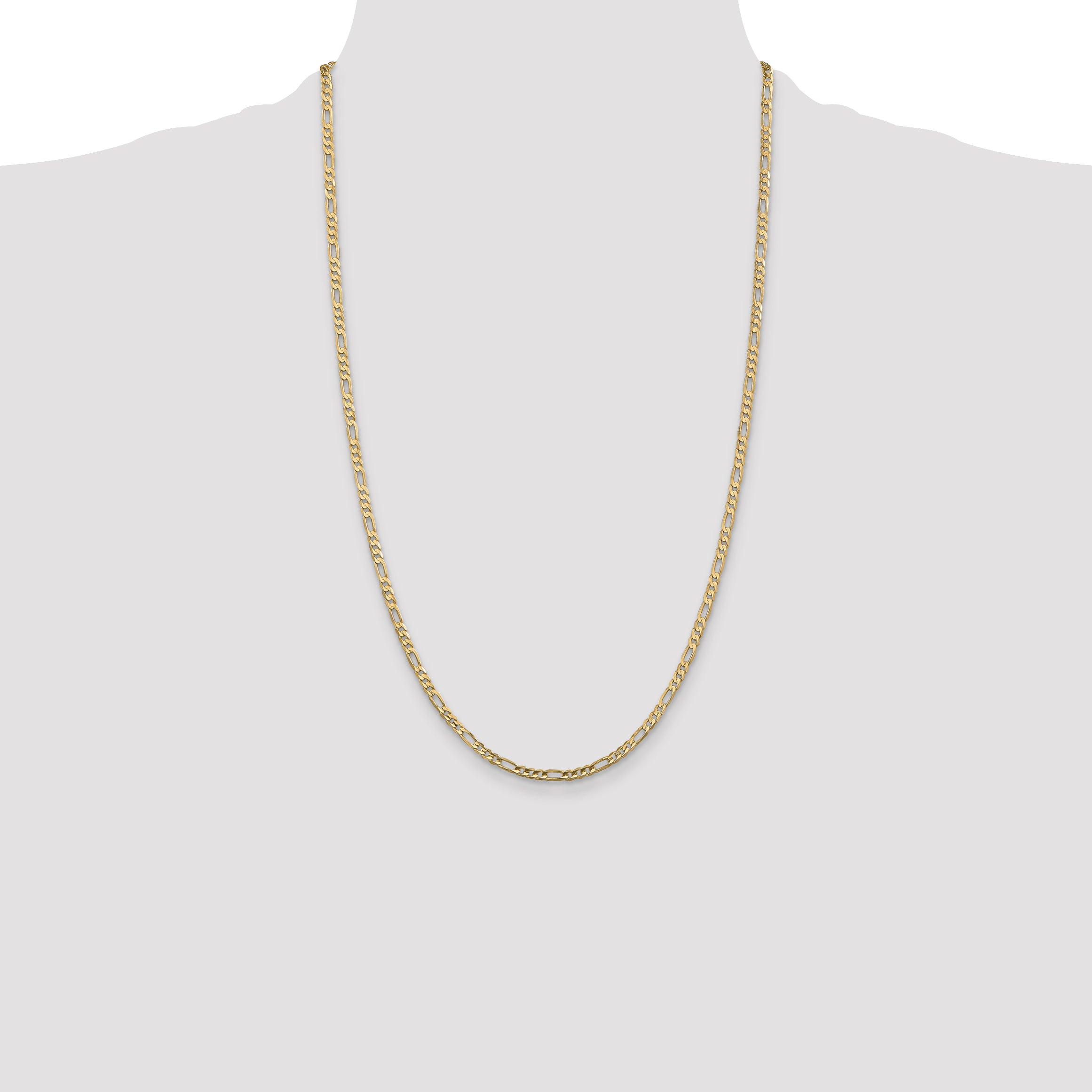 10K Yellow Gold 3mm Concave Figaro Chain