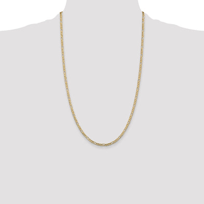 10K Yellow Gold 3mm Concave Figaro Chain