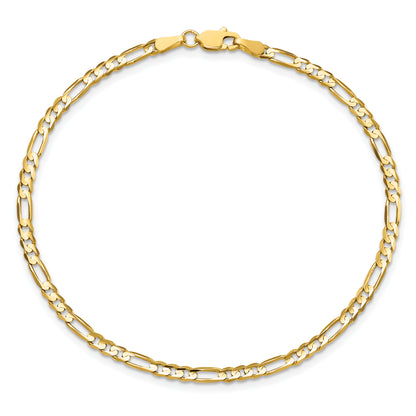 10K Yellow Gold 3mm Concave Figaro Chain