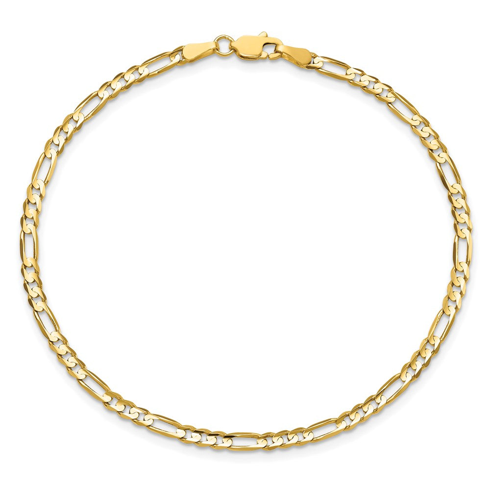 10K Yellow Gold 3mm Concave Figaro Chain Bracelet