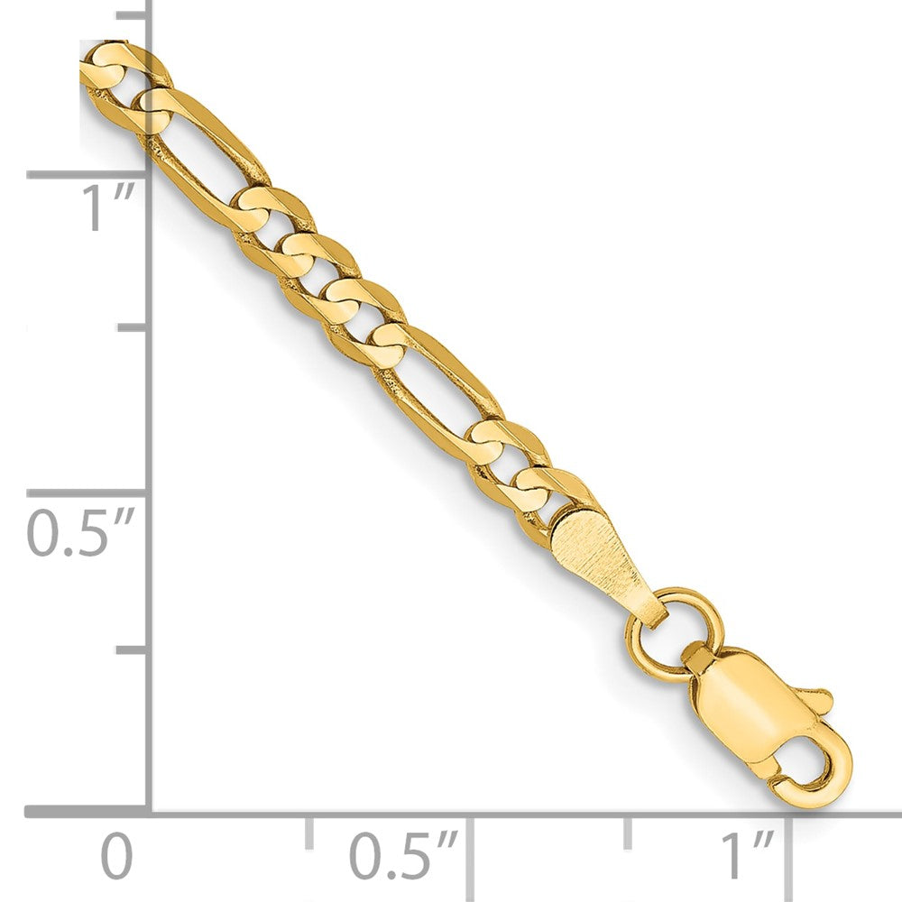 10K Yellow Gold 3mm Concave Figaro Chain Bracelet