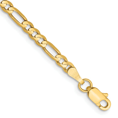 10K Yellow Gold 3mm Concave Figaro Chain