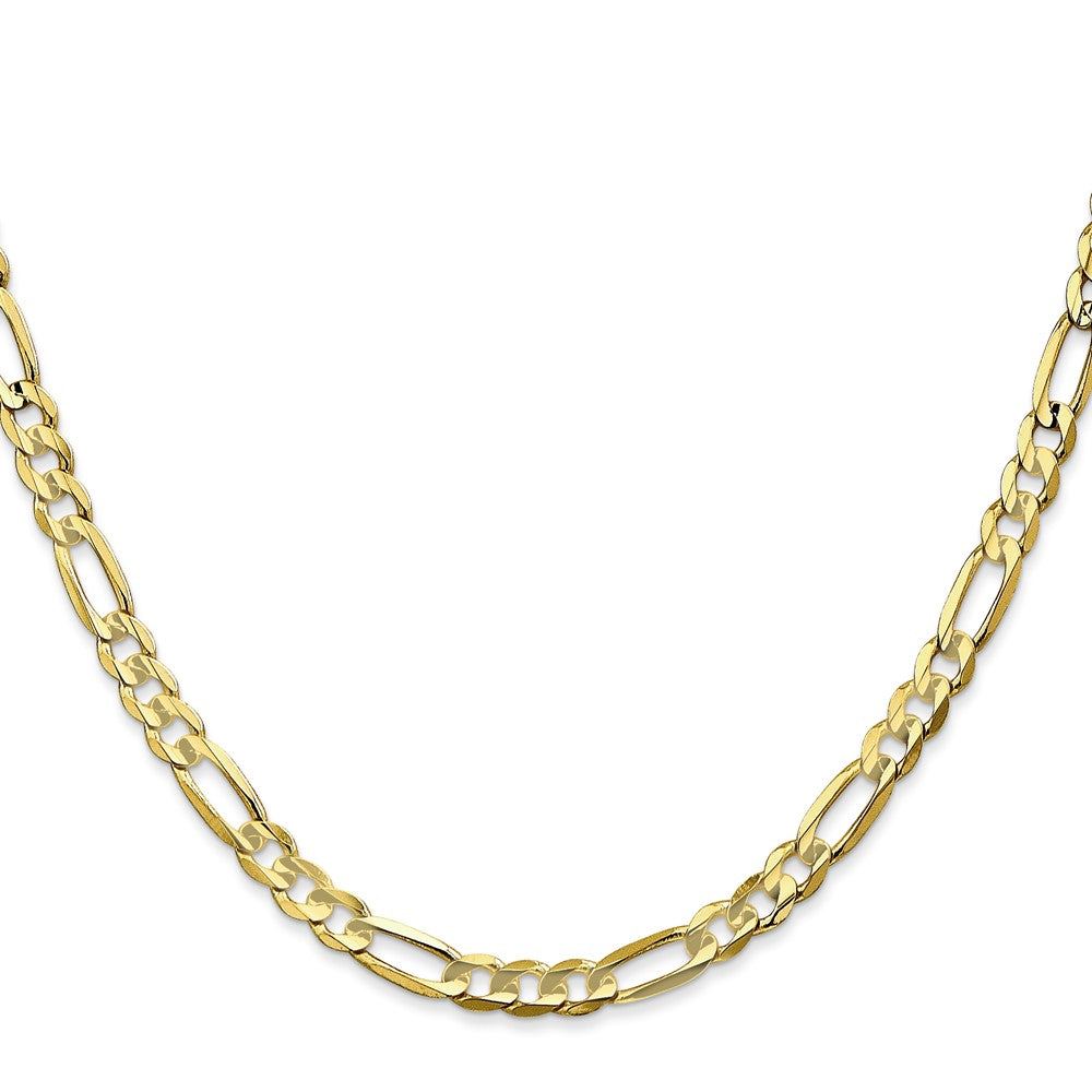 10K Yellow Gold 4.5mm Concave Open Figaro Chain Necklace