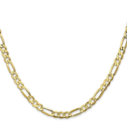 10K Yellow Gold 4.5mm Concave Open Figaro Chain Necklace