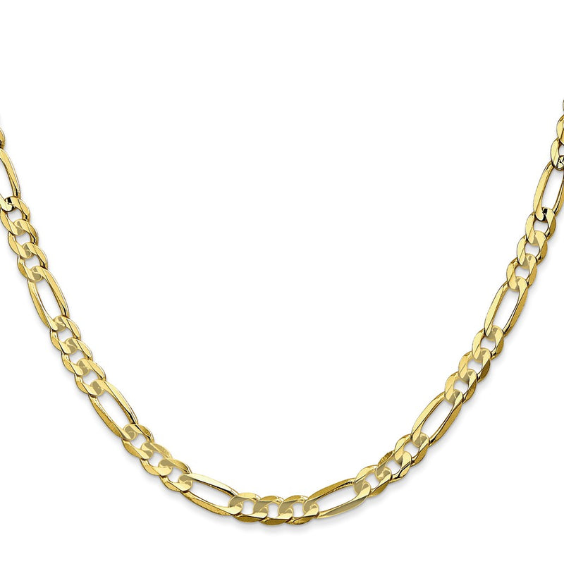 10K Yellow Gold 4.5mm Concave Open Figaro Chain Necklace