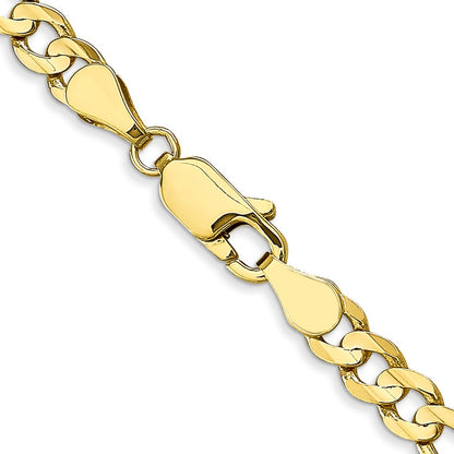 10K Yellow Gold 4.5mm Concave Open Figaro Chain Necklace