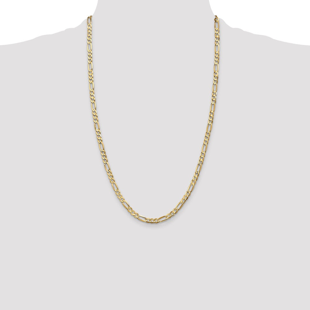 10K Yellow Gold 4.5mm Concave Open Figaro Chain Necklace