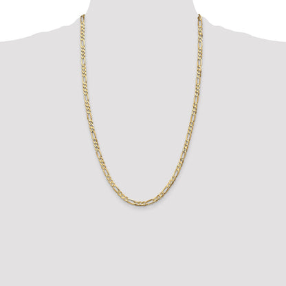 10K Yellow Gold 4.5mm Concave Open Figaro Chain Necklace