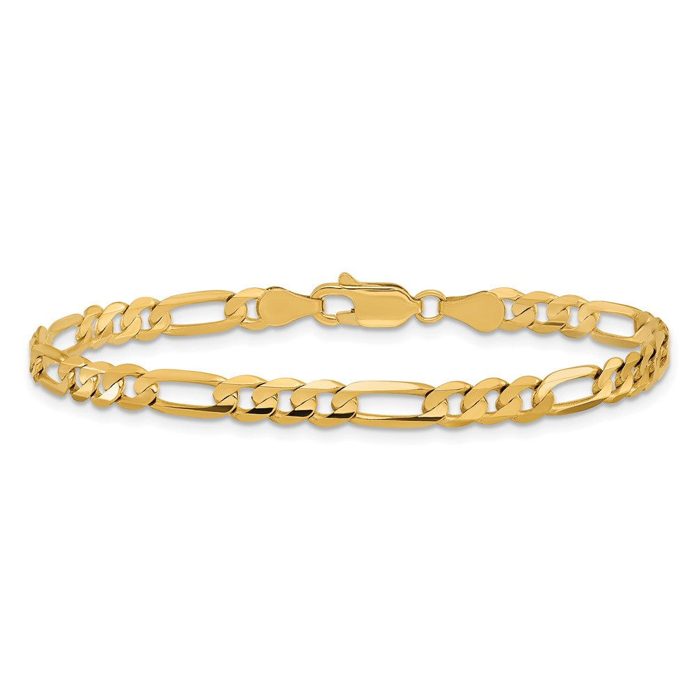10k Yellow Gold 4.5mm Concave Open Figaro Chain Anklet