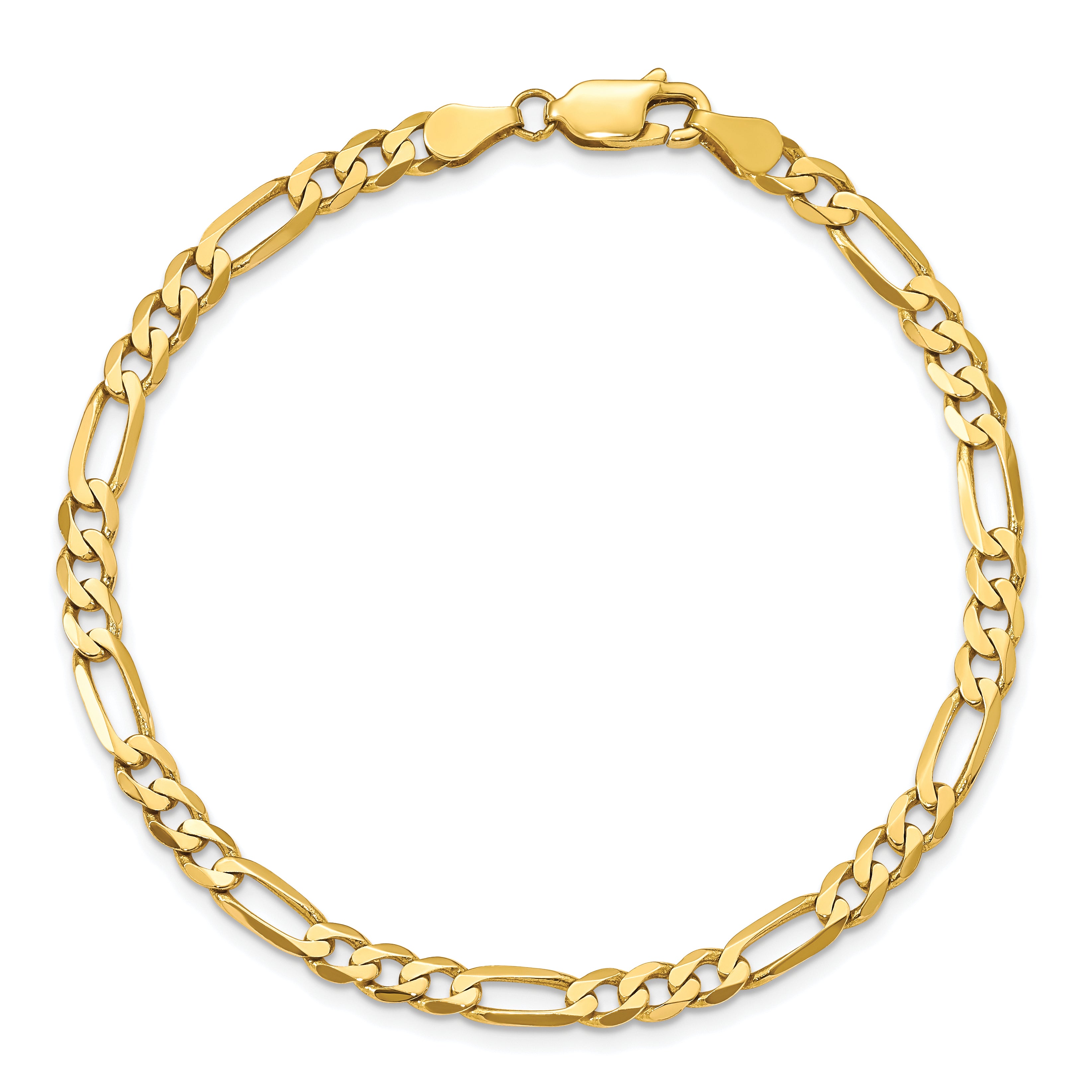 10K Yellow Gold 4.5mm Concave Open Figaro Chain
