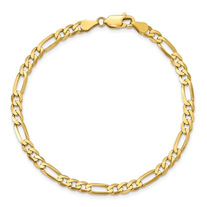 10K Yellow Gold 4.5mm Concave Open Figaro Chain