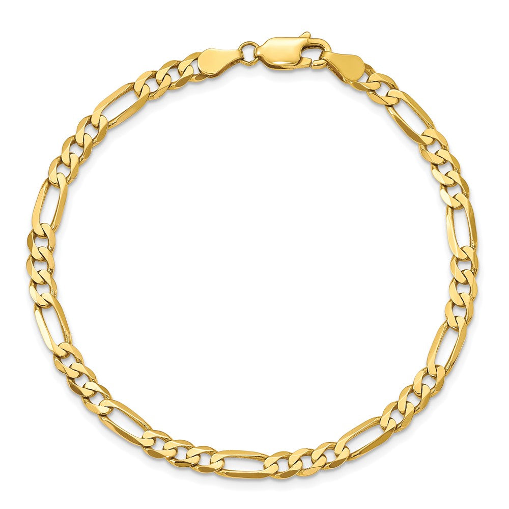 10k Yellow Gold 4.5mm Concave Open Figaro Chain Anklet