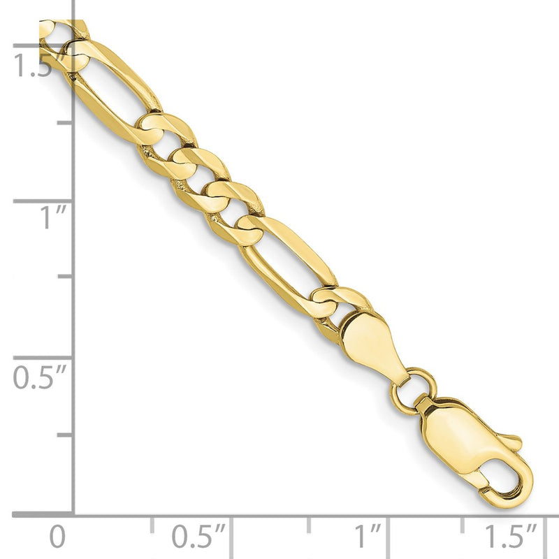 8 Inch 10K 4.5mm Concave Open Figaro Chain Bracelet