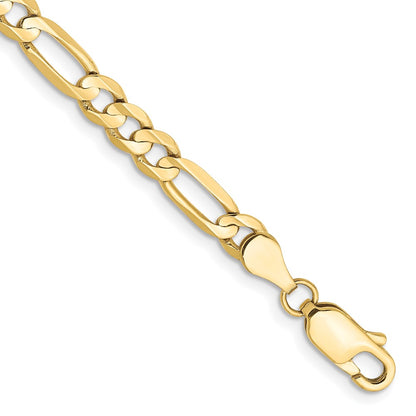 10k Yellow Gold 4.5mm Concave Open Figaro Chain Anklet