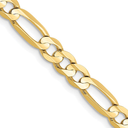 10K Yellow Gold 4.5mm Concave Open Figaro Chain Necklace