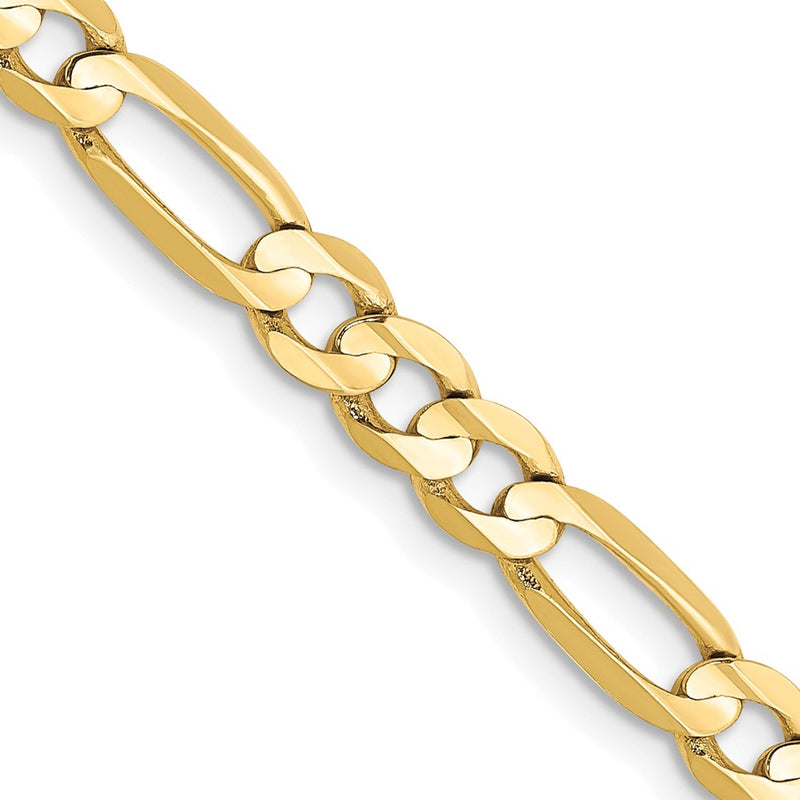 10K Yellow Gold 4.5mm Concave Open Figaro Chain Necklace