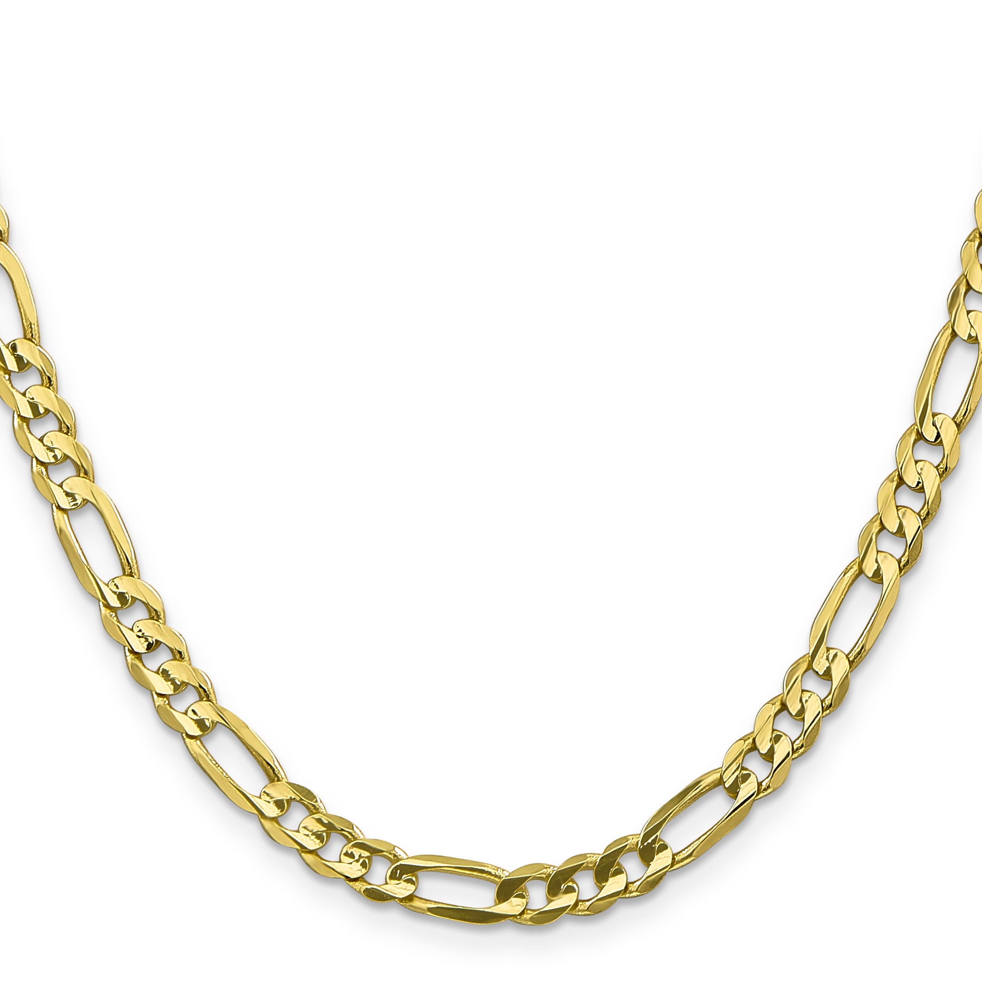 10K Yellow Gold 5.5mm Concave Open Figaro Chain Necklace