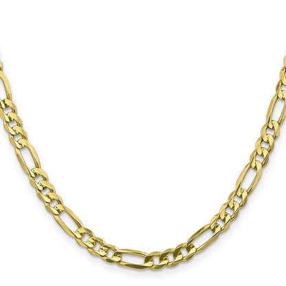 10K Yellow Gold 5.5mm Concave Open Figaro Chain Necklace