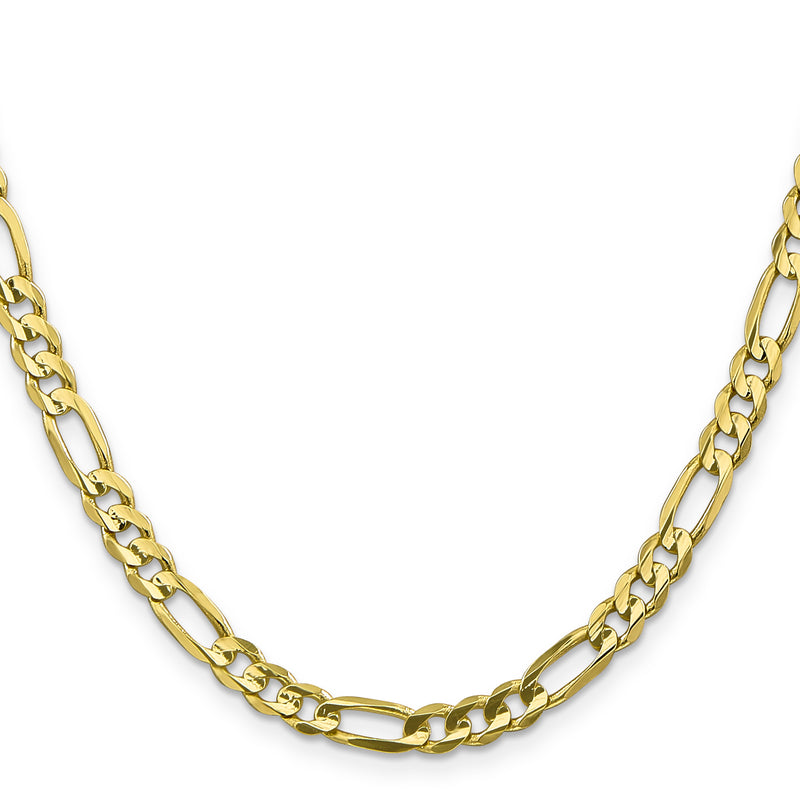 10K Yellow Gold 5.5mm Concave Open Figaro Chain Necklace