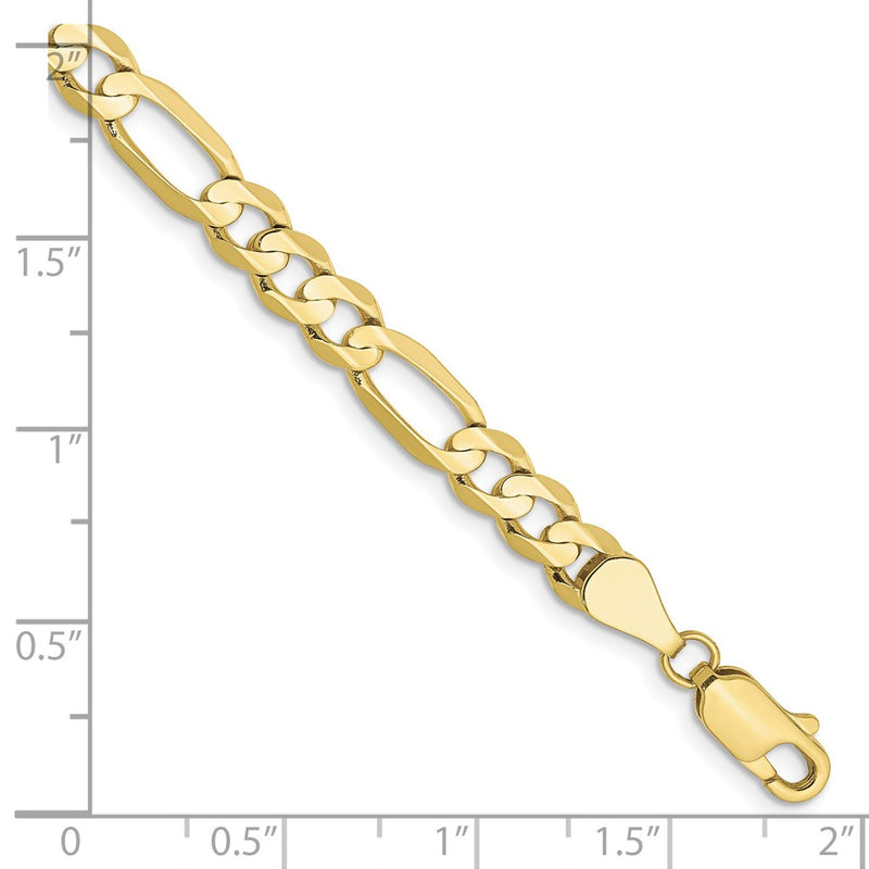10K Yellow Gold 5.5mm Concave Open Figaro Chain Bracelet
