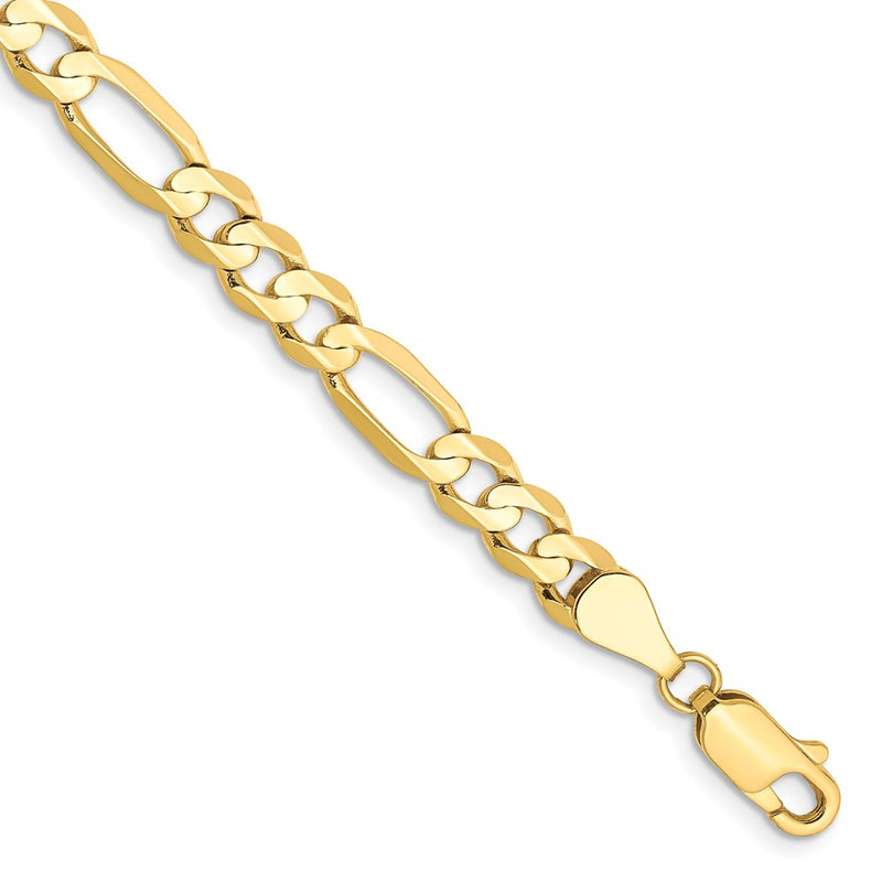 10K Yellow Gold 5.5mm Concave Open Figaro Chain Bracelet
