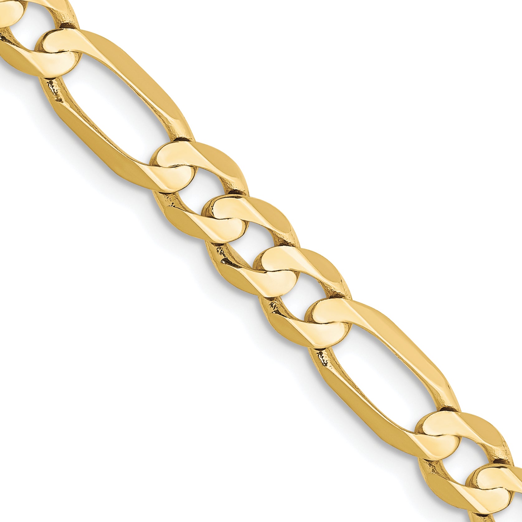 10K Yellow Gold 5.5mm Concave Open Figaro Chain Necklace