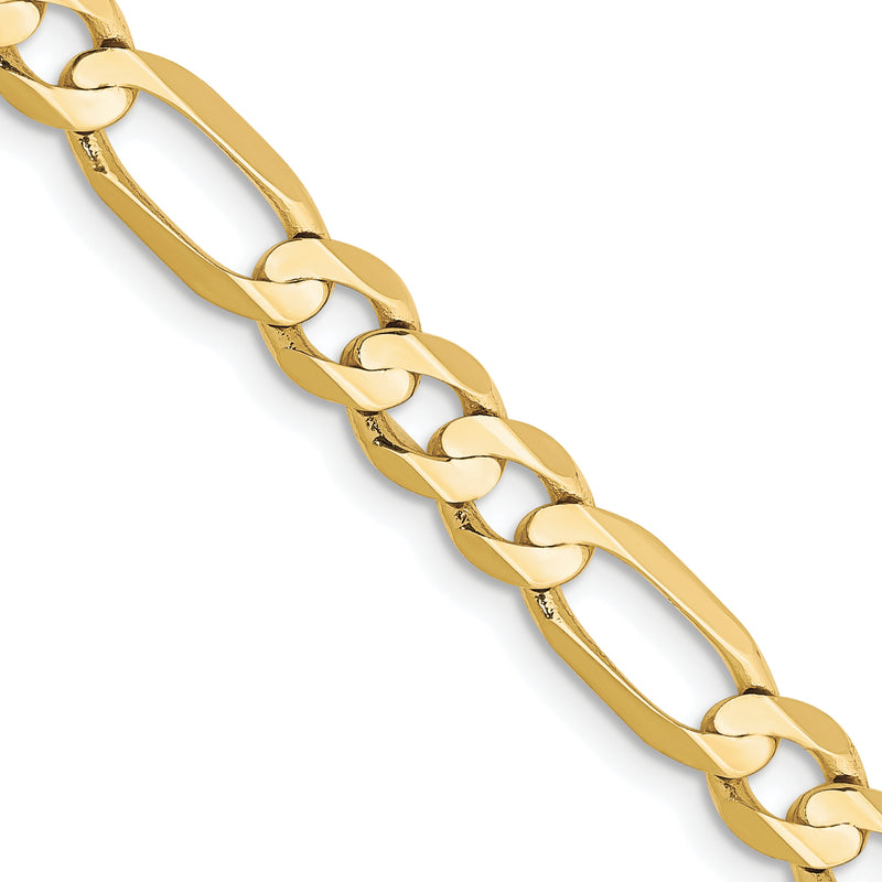 10K Yellow Gold 5.5mm Concave Open Figaro Chain Necklace