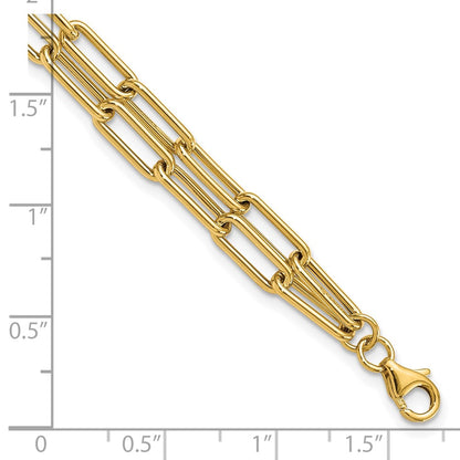 10K Yellow Gold Polished Double Layer Link Bracelet