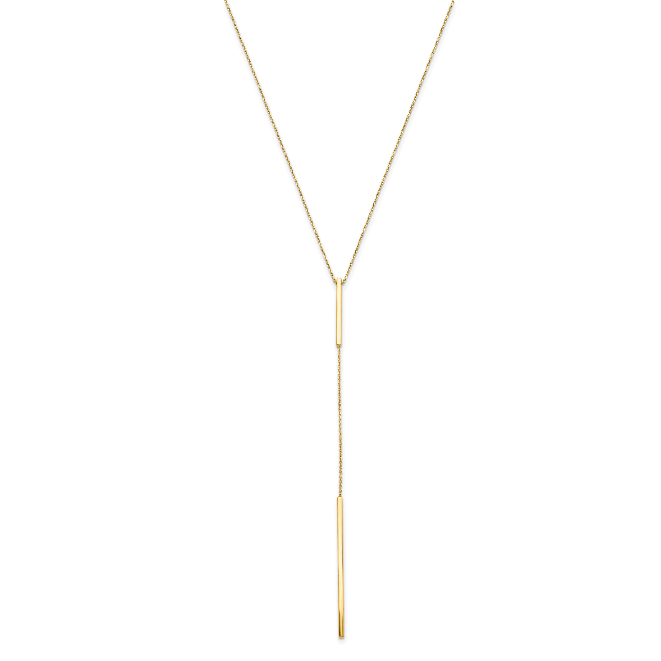10K Yellow Gold Polished Y Drop Bar W/ 1In Ext. Necklace