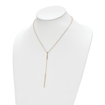 10K Yellow Gold Polished Y Drop Bar W/ 1In Ext. Necklace