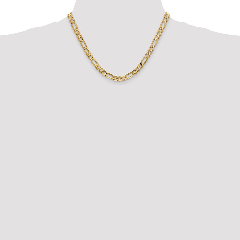 10K Yellow Gold 6mm Concave Open Figaro Chain Necklace