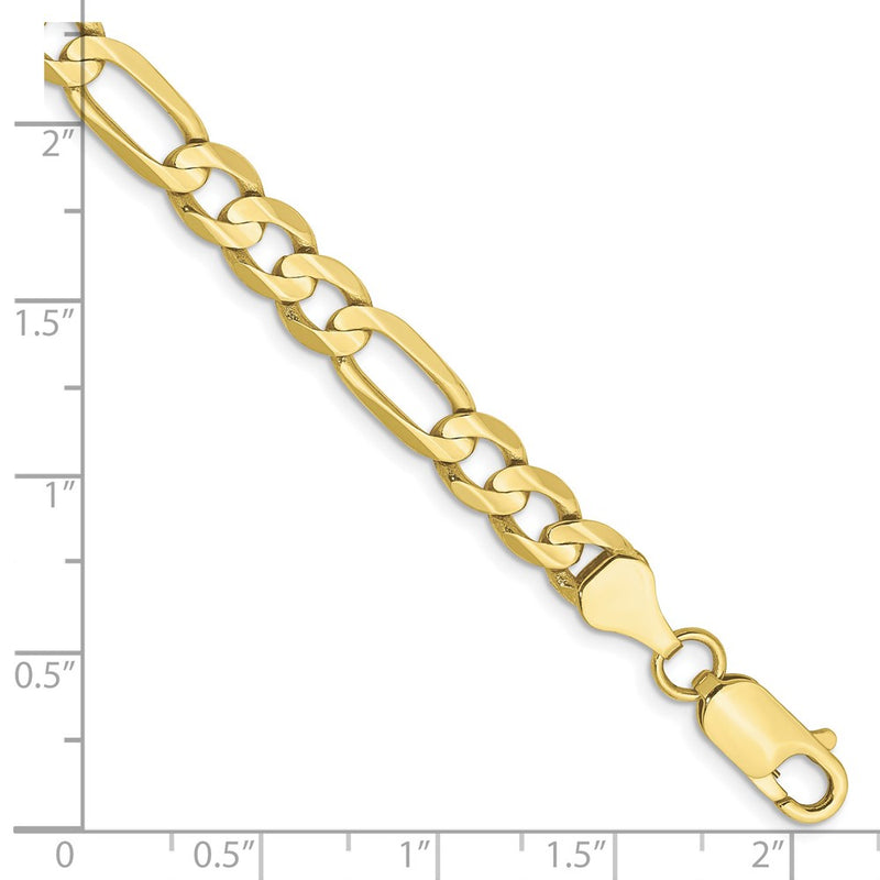 10K Yellow Gold 6mm Concave Open Figaro Chain Bracelet