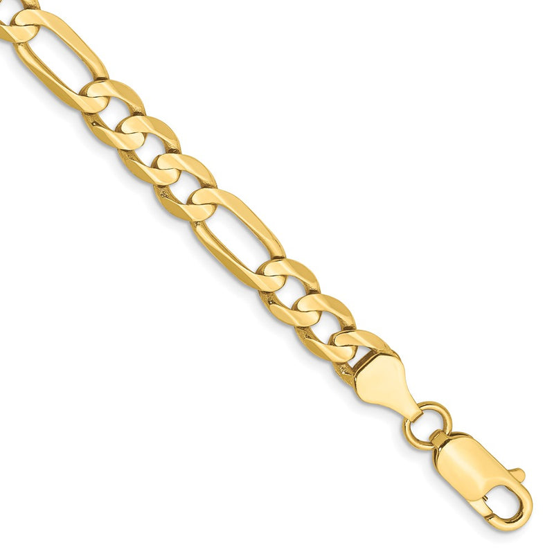 10K Yellow Gold 6mm Concave Open Figaro Chain Bracelet