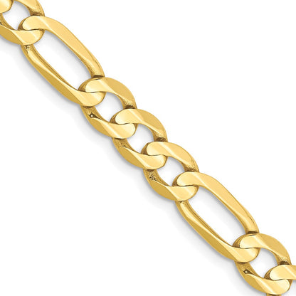 10K Yellow Gold 6mm Concave Open Figaro Chain Necklace