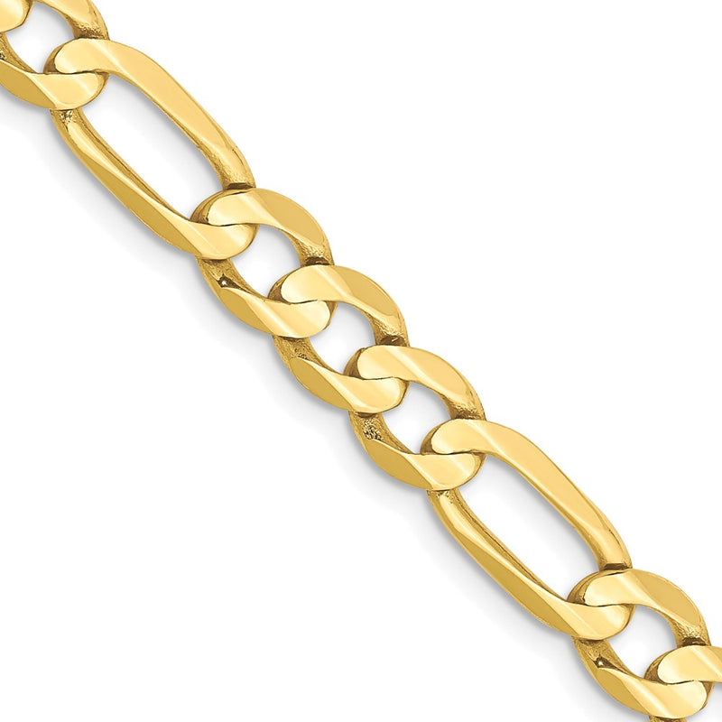 10K Yellow Gold 6mm Concave Open Figaro Chain Necklace