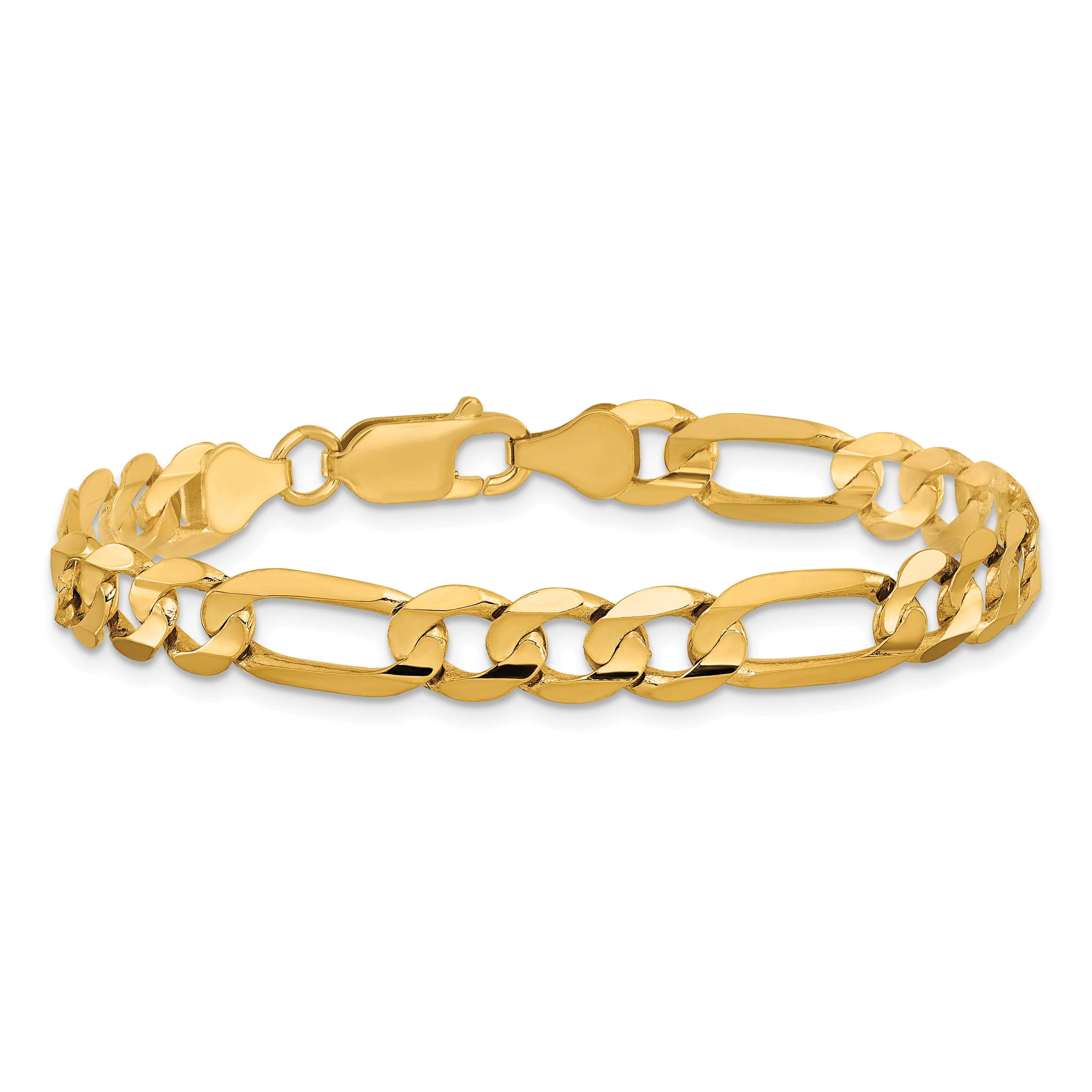 10K Yellow Gold 6.75mm Concave Open Figaro Chain