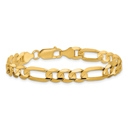 10K Yellow Gold 6.75mm Concave Open Figaro Chain
