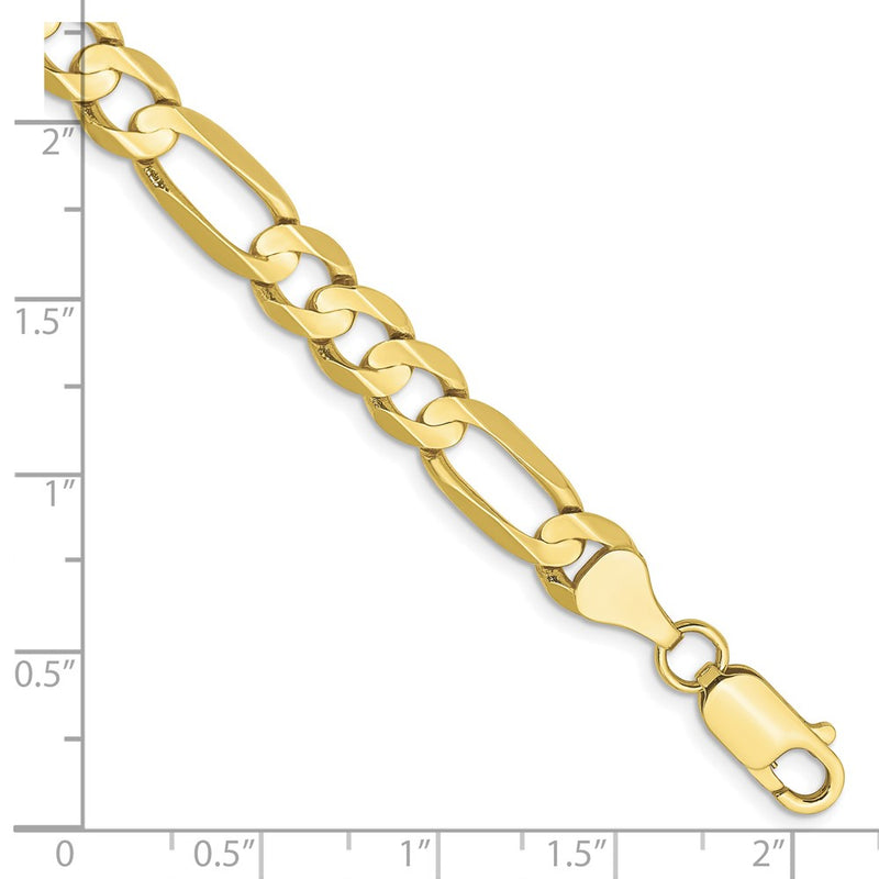 10K Yellow Gold 6.75mm Concave Open Figaro Chain Bracelet