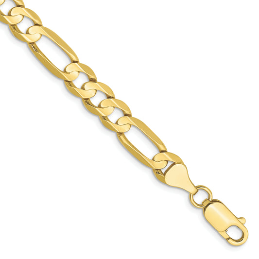 10K Yellow Gold 6.75mm Concave Open Figaro Chain