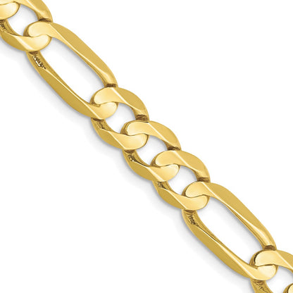 10K Yellow Gold 6.75mm Concave Open Figaro Chain Necklace