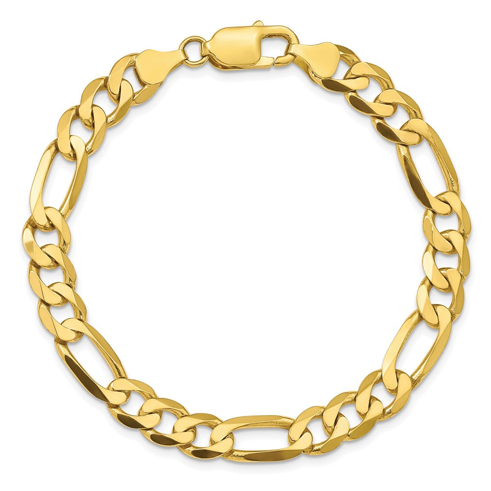 10K Yellow Gold 7.5mm Concave Open Figaro Chain Bracelet