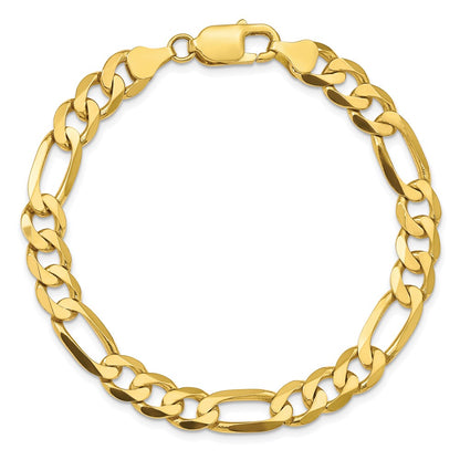 10K Yellow Gold 7.5mm Concave Open Figaro Chain Bracelet