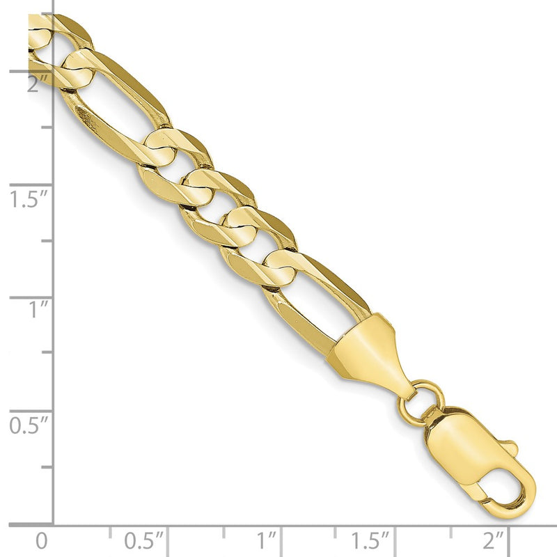 10K Yellow Gold 7.5mm Concave Open Figaro Chain Bracelet