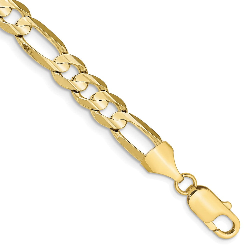 10K Yellow Gold 7.5mm Concave Open Figaro Chain Bracelet